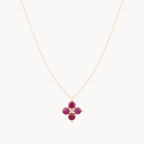 COLGANTE FLOR CON RUBIES Y DIAMANTES