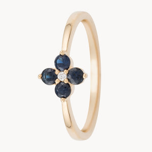ANILLO FLOR ZAFIROS CON DIAMANTE