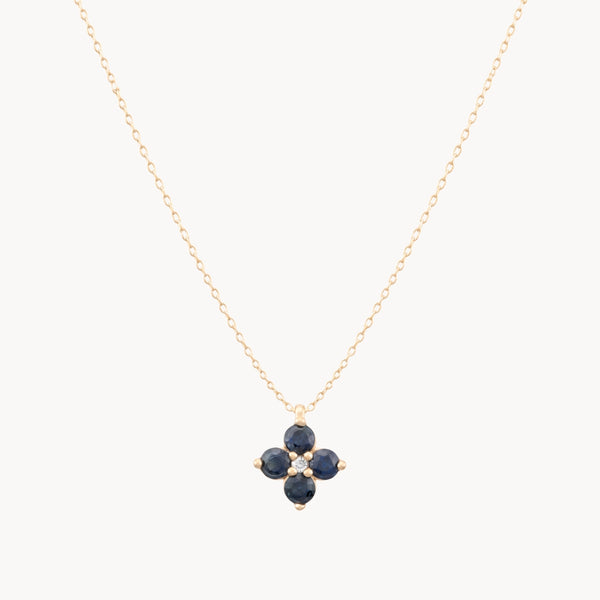 COLGANTE FLOR CON ZAFIROS Y DIAMANTES