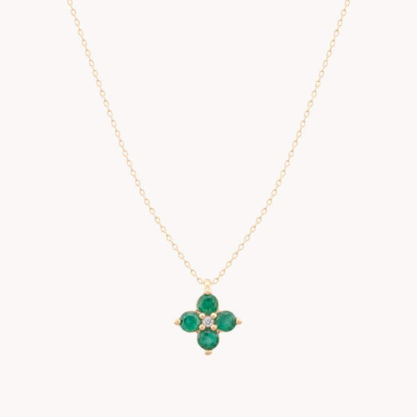 COLGANTE FLOR CON ESMERALDAS Y DIAMANTE