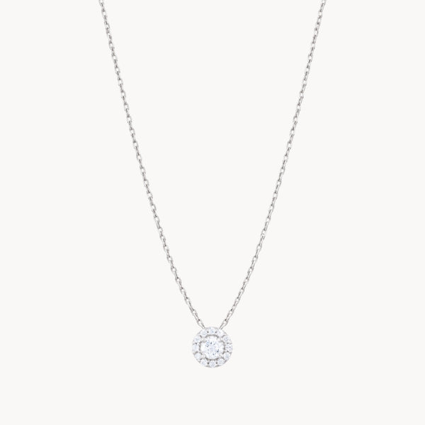 COLGANTE TALLA BRILLANTE CON HALO DE DIAMANTES