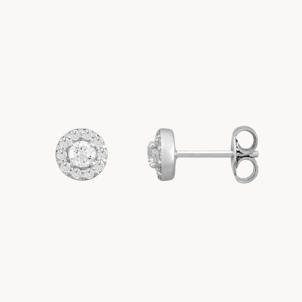 PENDIENTES TALLA BRILLANTE CON HALO DE DIAMANTES