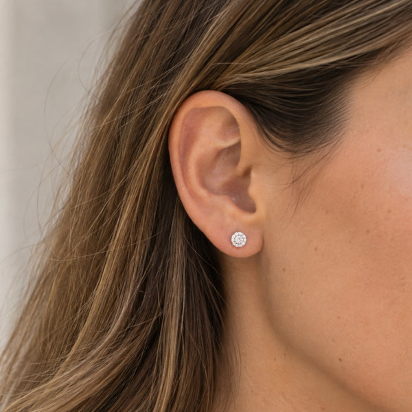 PENDIENTES TALLA BRILLANTE CON HALO DE DIAMANTES