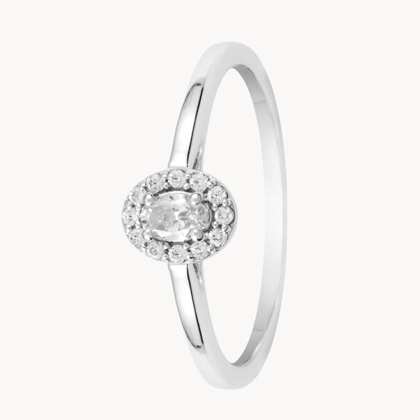 ANILLO DIAMANTE TALLA OVAL CON HALO DE DIAMANTES