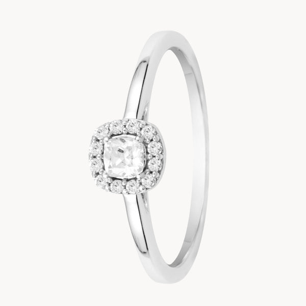 ANILLO DIAMANTE TALLA CUSHION CON HALO DE DIAMANTES