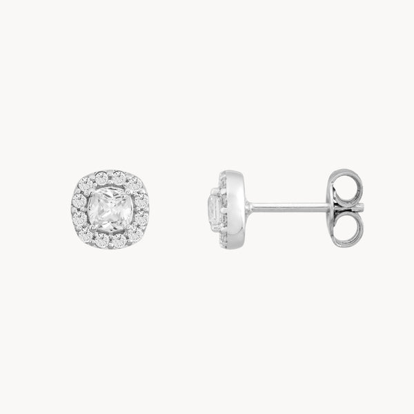 PENDIENTES TALLA CUSHION CON HALO DE DIAMANTES