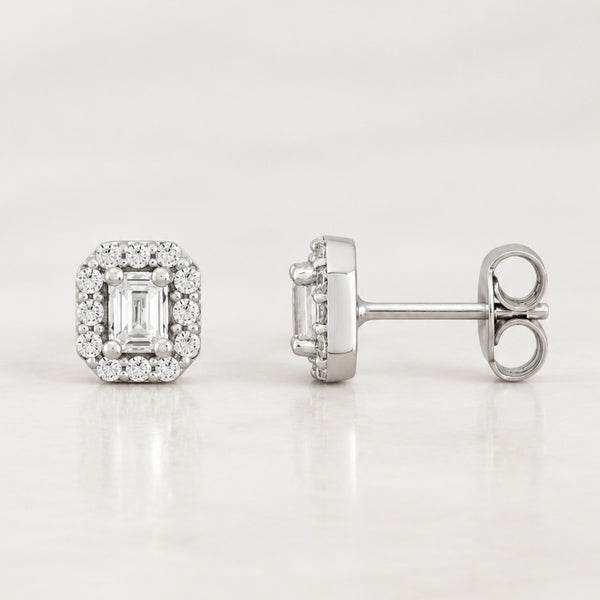 PENDIENTES TALLA BAGUETTE CON HALO DE DIAMANTES