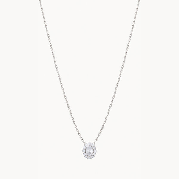 OVAL-CUT PENDANT WITH DIAMOND HALO