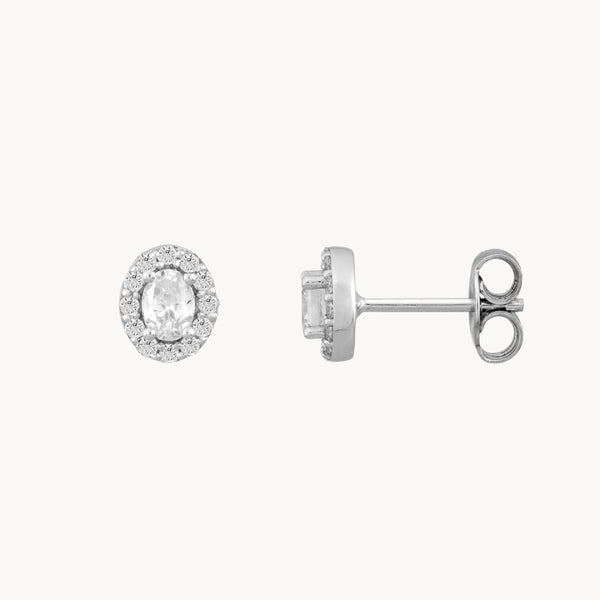 PENDIENTES TALLA OVAL CON HALO DE DIAMANTES