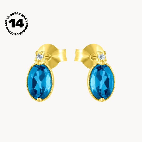 PENDIENTES TOPACIO LONDON BLUE Y DIAMANTES