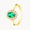 ANILLO ESMERALDA 7X5MM Y ORLA DE DIAMANTES CREADOS 0.30 QUILATES DIANE II