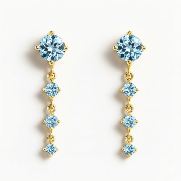 PENDIENTES LARGOS CON TOPACIOS AZULES ARETHA
