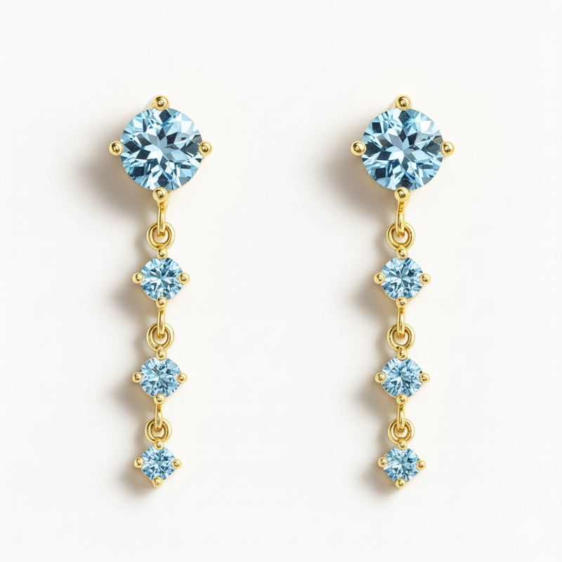 PENDIENTES LARGOS CON TOPACIOS AZULES ARETHA