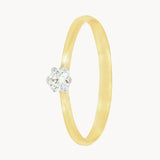 ANILLO SOLITARIO BICOLOR SEIS GARRAS CON DIAMANTE 0.11 QUILATES MERITA