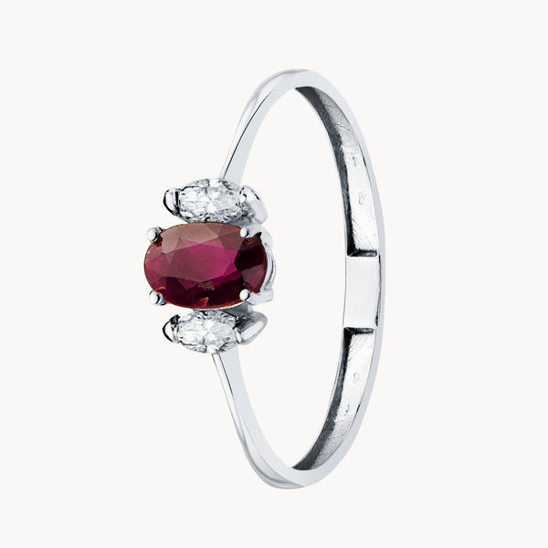 OVAL RUBY RING WITH LAB-GROWN MARQUISE DIAMONDS