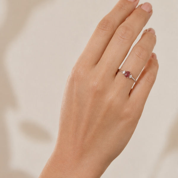 OVAL RUBY RING WITH LAB-GROWN MARQUISE DIAMONDS