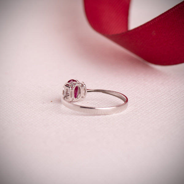 OVAL RUBY RING WITH LAB-GROWN MARQUISE DIAMONDS