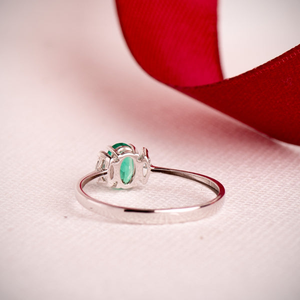 OVAL EMERALD RING WITH LAB-GROWN MARQUISE DIAMONDS