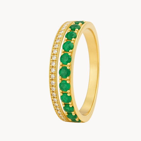 ANILLO DOBLE ESMERALDAS Y DIAMANTES HILLARY