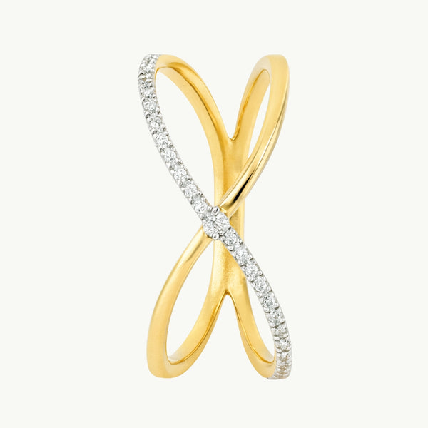 ANILLO DOBLE CRUZADO CON DIAMANTES HERTHA