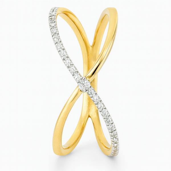 ANILLO DOBLE CRUZADO CON DIAMANTES HERTHA