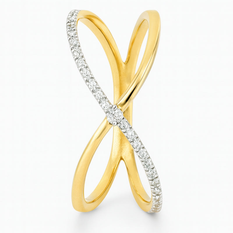 ANILLO DOBLE CRUZADO CON DIAMANTES HERTHA