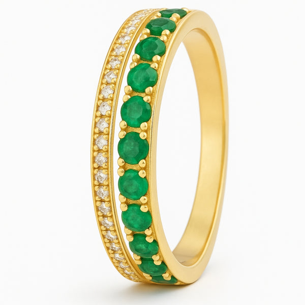ANILLO DOBLE ESMERALDAS Y DIAMANTES HILLARY