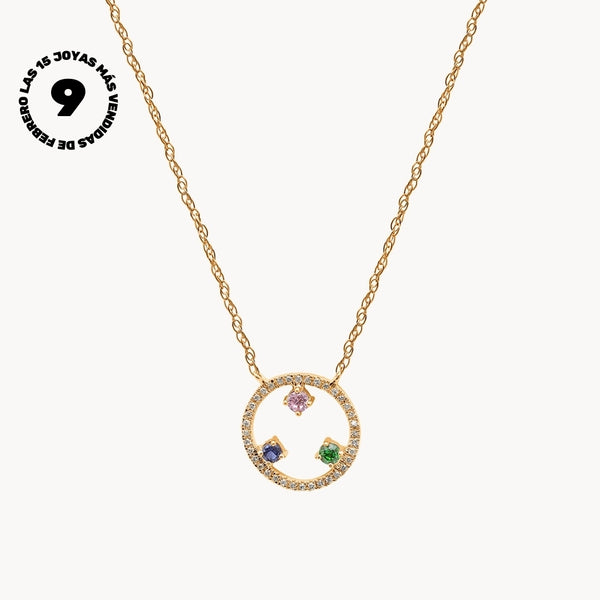 FANTASY SAPPHIRES CIRCLE PENDANT WITH MADDY DIAMONDS