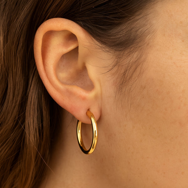 PENDIENTES AROS ORO TUBO REDONDO 19MM