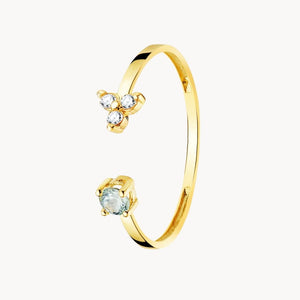 ANILLO ABIERTO AGUAMARINA Y DIAMANTES MARFA