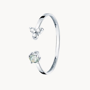 ANILLO ABIERTO AGUAMARINA Y DIAMANTES MARFA