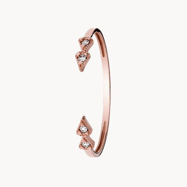 Anillo abierto Oro rosa 18kt con diamantes Inna