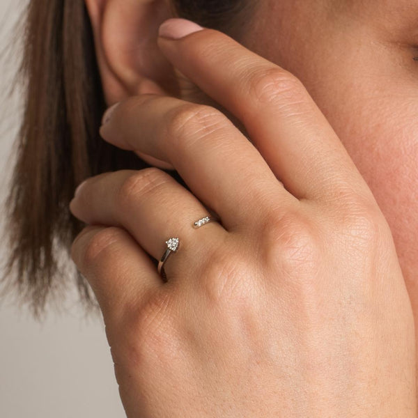 Anillo abierto Oro blanco 18kt diamantes Vilma