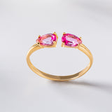 Anillo Oro 18 kt abierto con topacios rosas Julia