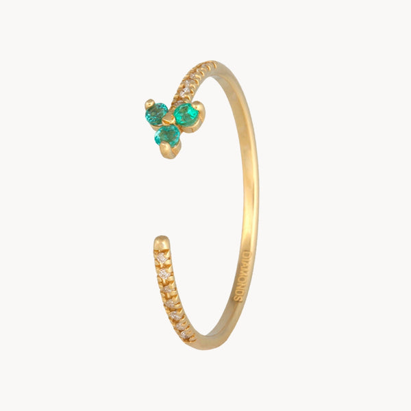 Anillo abierto Oro 18kt esmeraldas y diamantes Brigita