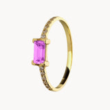 Anillo Oro 18kt amatista rosa y circonitas blancas Olivette