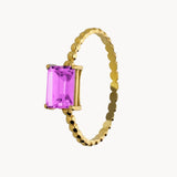 Anillo Oro 18kt bolas con amatista rosa Laila