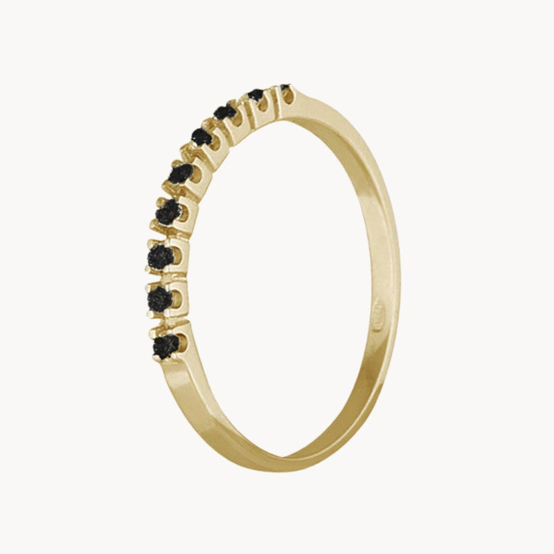 Anillo Oro 18kt carril con diamantes negros Chiara