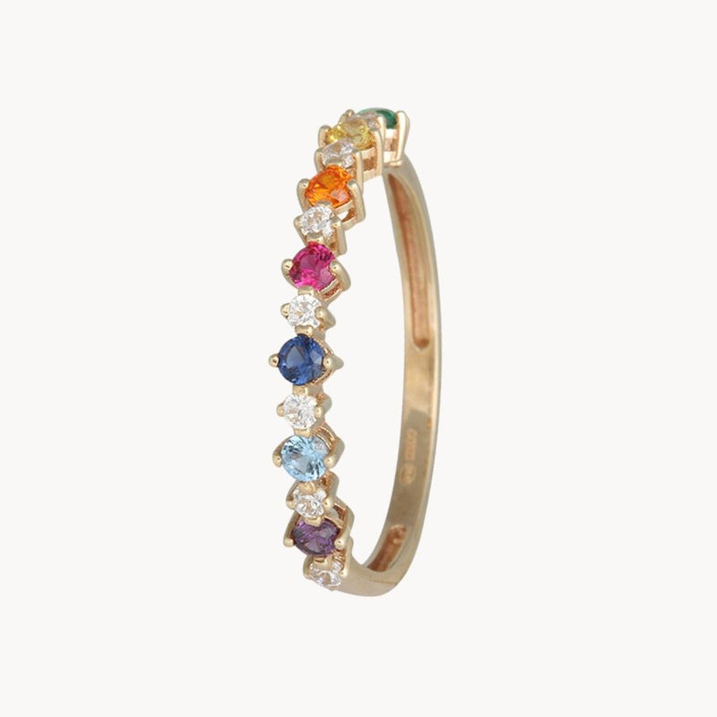 Anillo carril Oro 18kt topacios de color y diamantes Florence