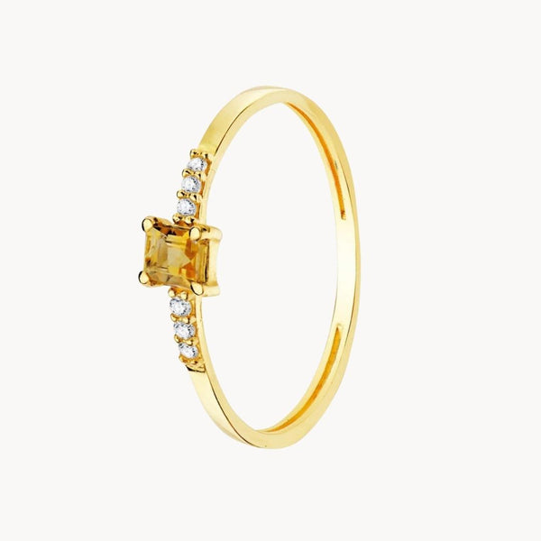 Anillo Oro 18kt citrino y diamantes Delia