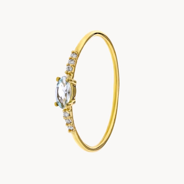 Anillo Oro 18kt con topacio azul y diamantes Anne