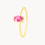 anillo oro 18kt con topacio rosa adara