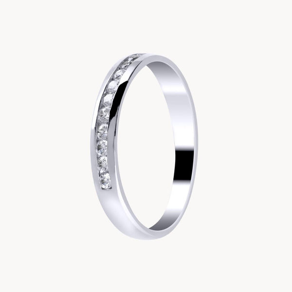 Anillo media alianza Oro blanco 18kt con diamantes 0.29 quilates Delma