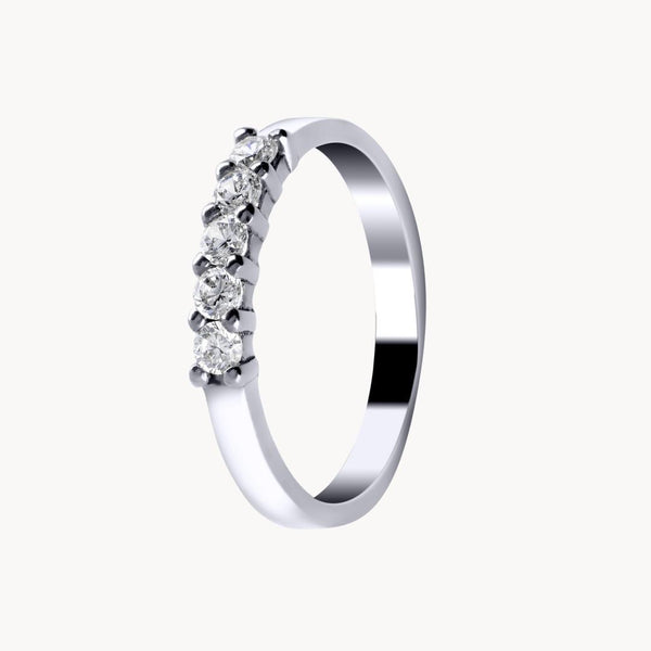Anillo media alianza quintillo Oro blanco 18kt con diamantes 0.25 quilates Cleena