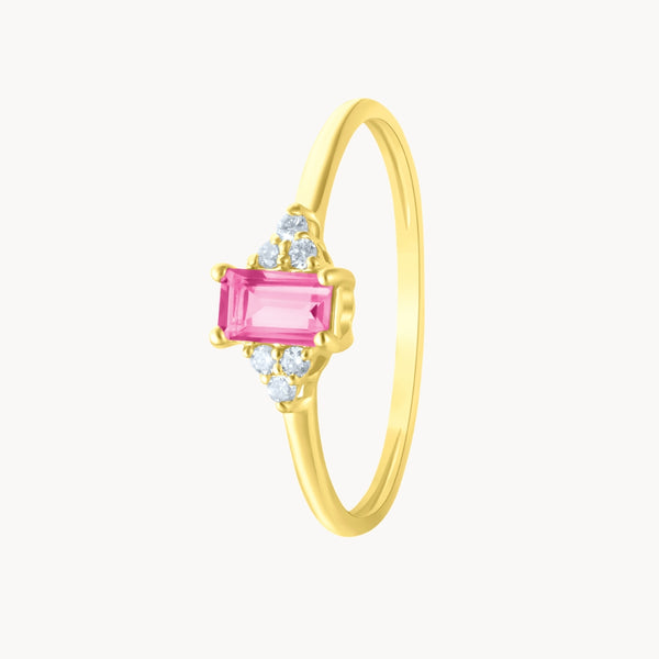 ANILLO ORO 18 KILATES DIAMANTES Y TOPACIO ROSA CLARISE