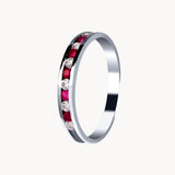 Anillo Oro blanco 18kt rubies y diamantes Jaida