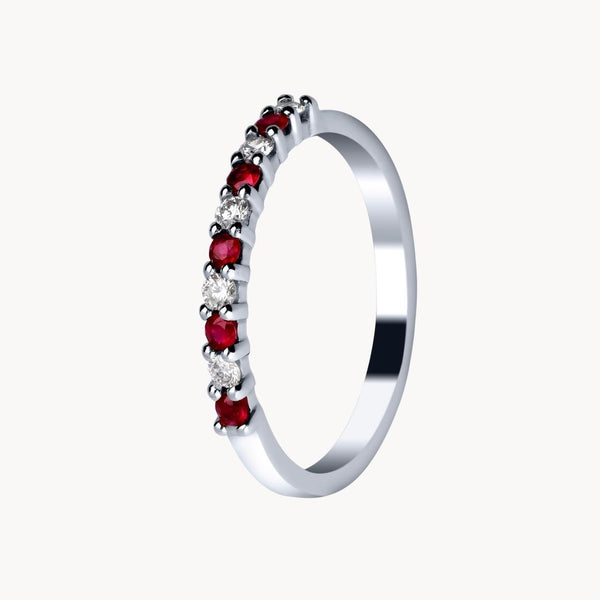 Anillo Oro blanco 18kt rubies y diamantes Kristel