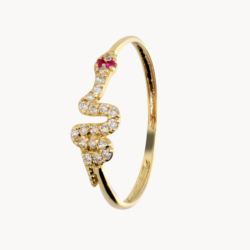 Anillo Oro 18kt serpiente con circonitas Alya