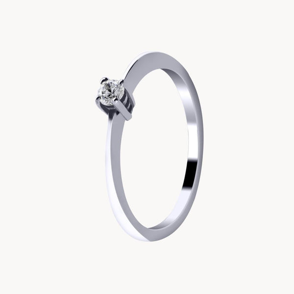 Anillo solitario Oro blanco 18kt con diamante creado 0.10 quilates Dana