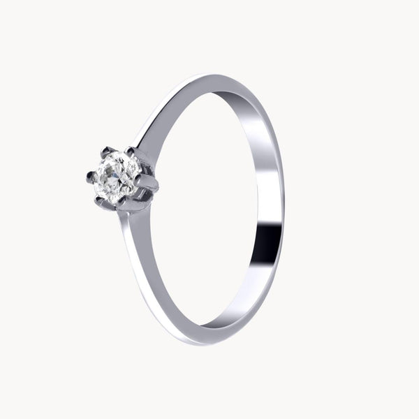 Anillo solitario Oro blanco 18kt con diamante 0.20 quilates Nella